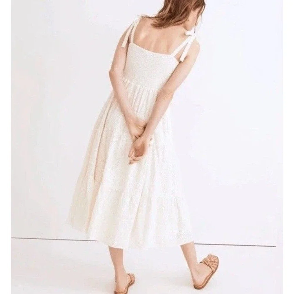 MADEWELL  TIE STRAP LUCIE  EMBROIDED MAXI DRESS BEIGE SZ 1X NWT